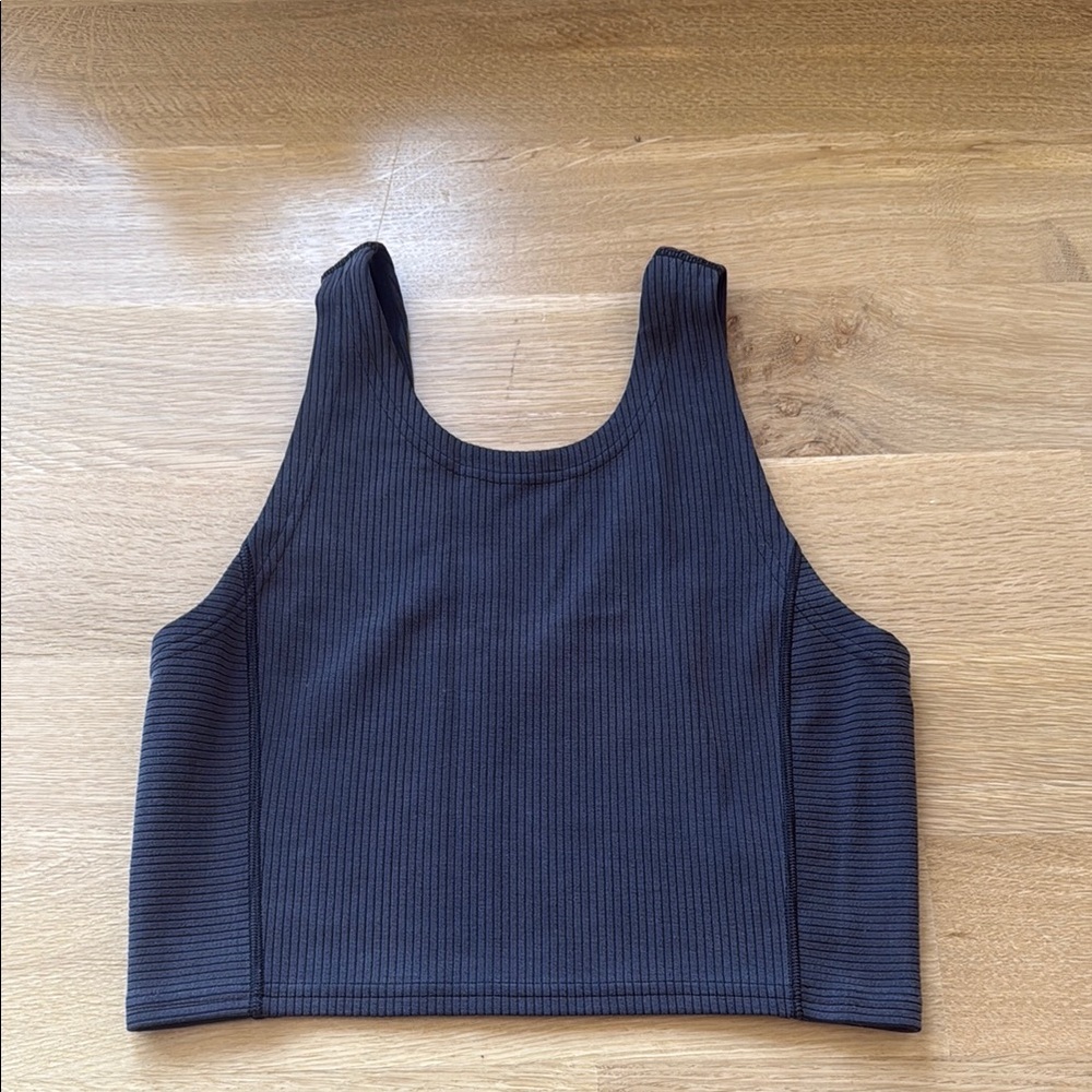 Lululemon Athletica Black Ribbed Crop Tank Top